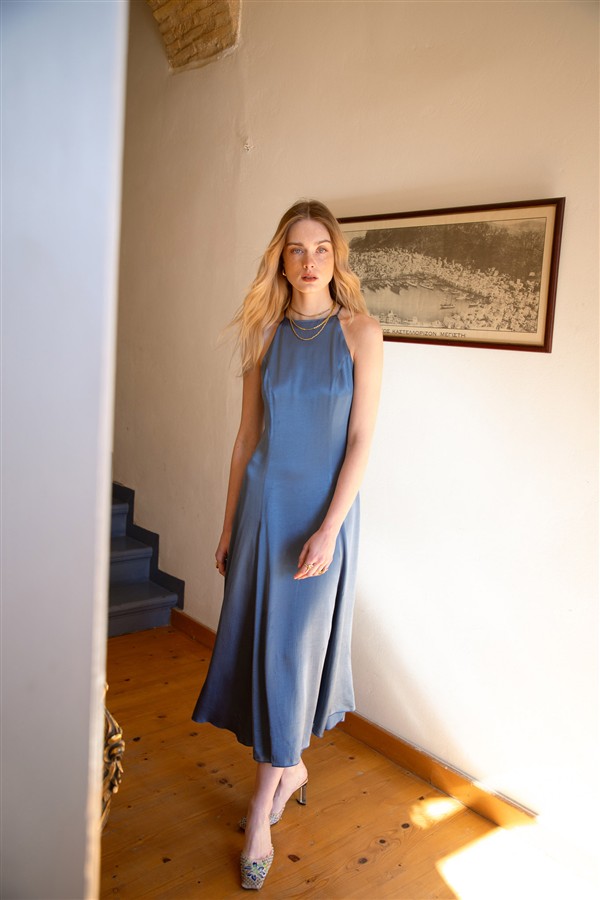NIDODILEDA STANCE DRESS DENIM BLUE
