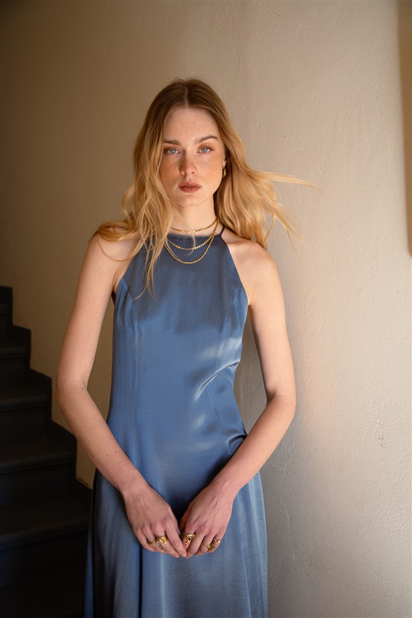 NIDODILEDA STANCE DRESS DENIM BLUE