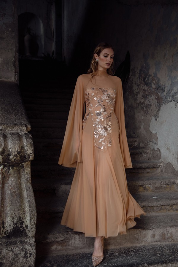 NIDODILEDA TEMPLE DRESS TAN/ROSE GOLD