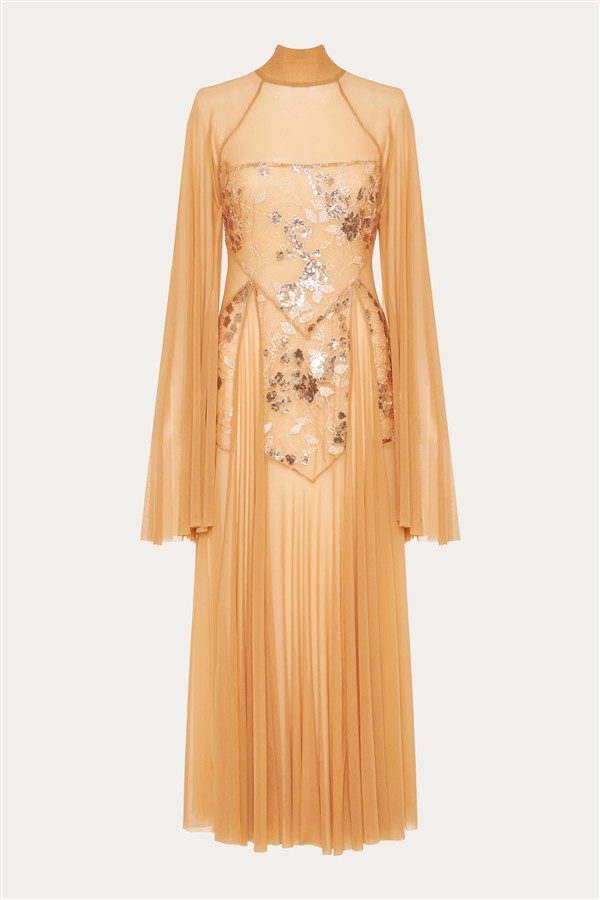 NIDODILEDA TEMPLE DRESS TAN/ROSE GOLD