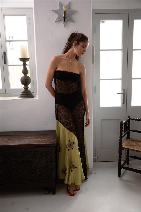 NIDODILEDA VECTOR DRESS BLACK/LIME