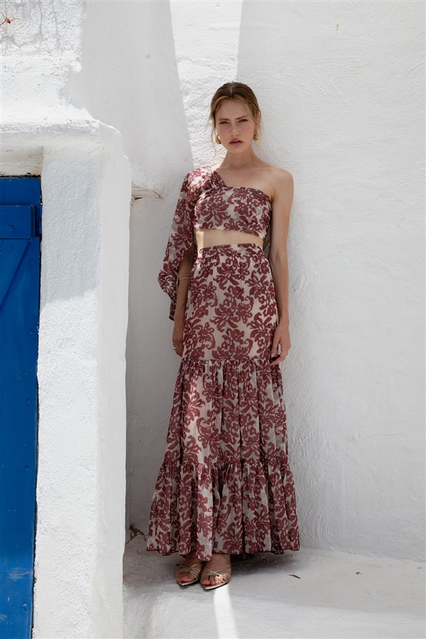 NIDODILEDA VEIL SKIRT OFF WHITE/RED