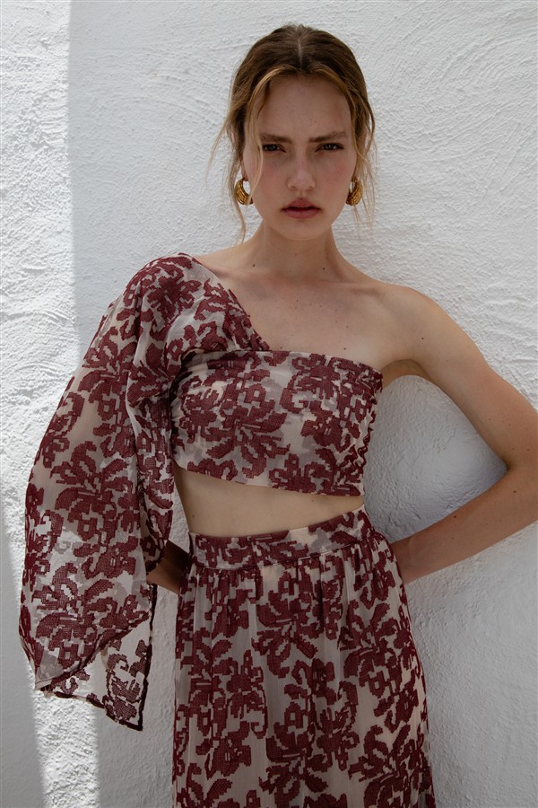 NIDODILEDA VEIL TOP OFF WHITE/RED