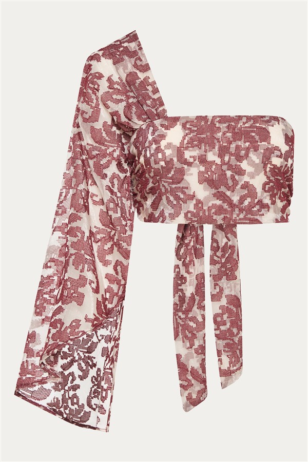 NIDODILEDA VEIL TOP OFF WHITE/RED