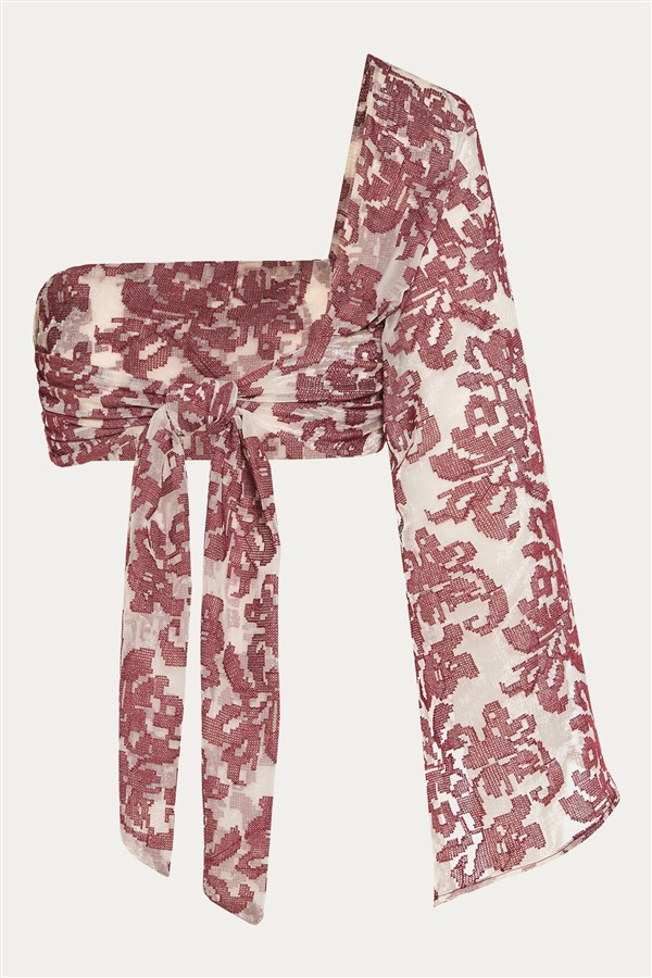 NIDODILEDA VEIL TOP OFF WHITE/RED