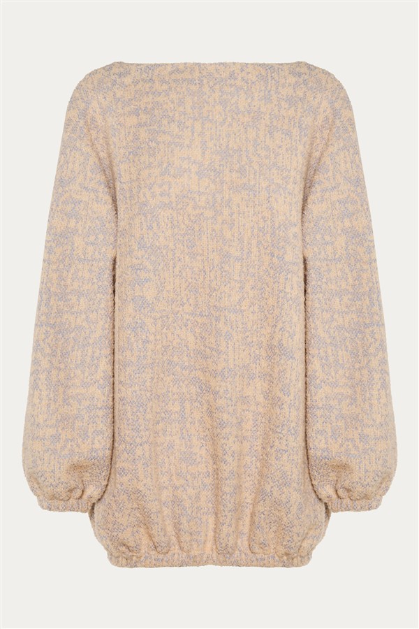 NIDODILEDA YLVA PULLOVER DRESS LIGHT BEIGE/BLUE