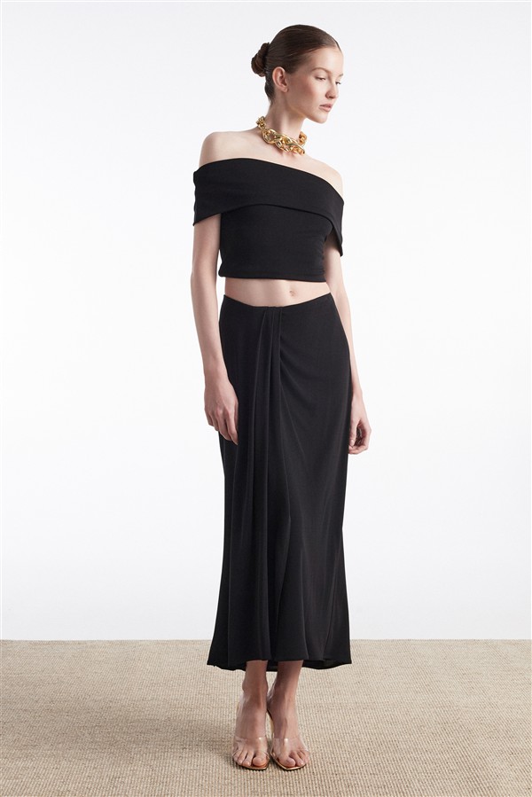 NR ARIA MIDI SKIRT BLACK