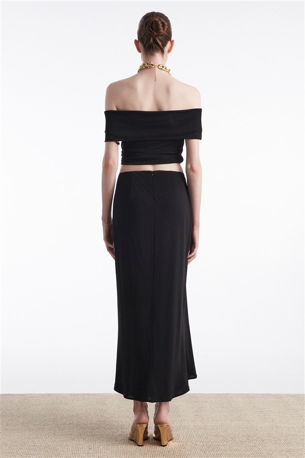 NR ARIA MIDI SKIRT BLACK