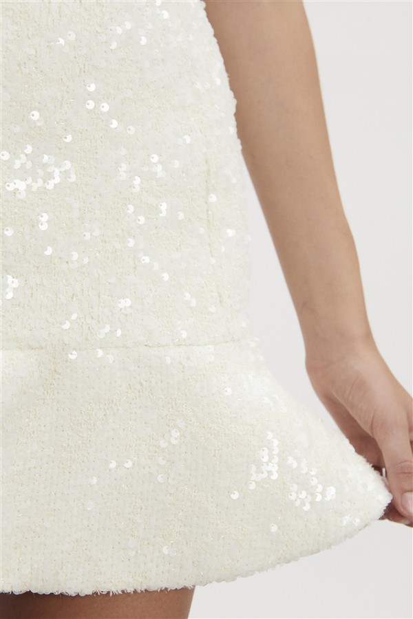 NR ARROW STRAPLESS MINI DRESS OFF WHITE