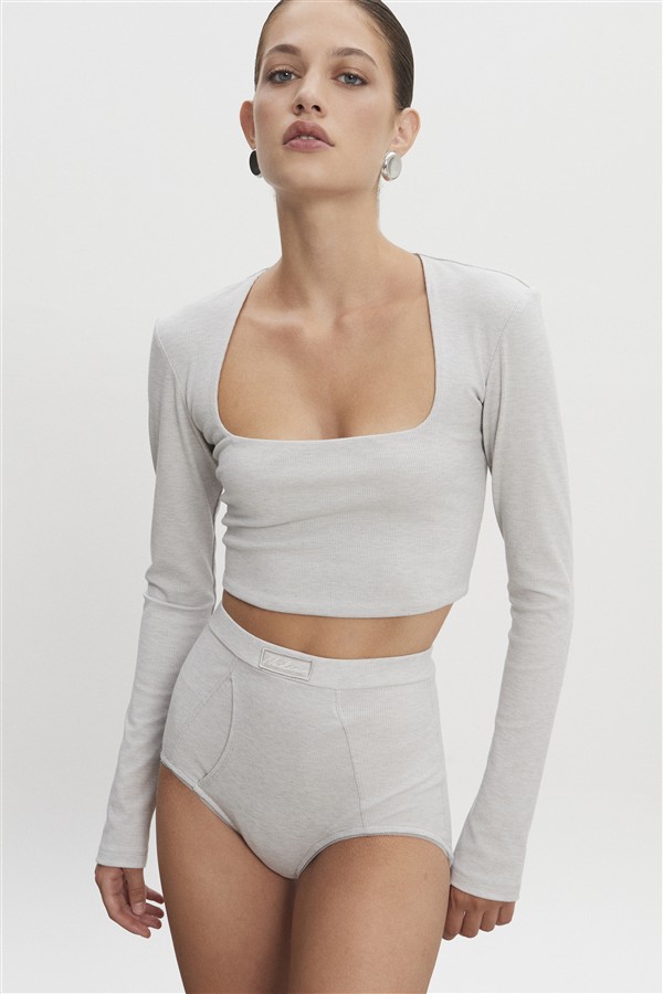 NR BITE CROP TOP GREY MELANGE