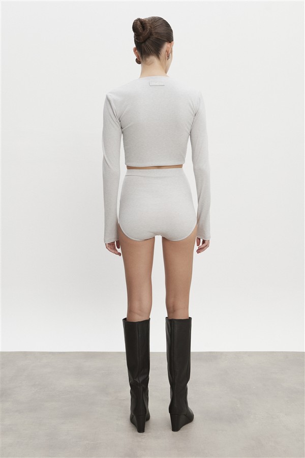 NR BITE CROP TOP GREY MELANGE