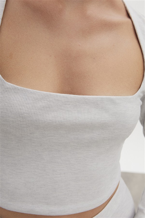 NR BITE CROP TOP GREY MELANGE