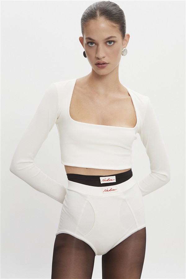 NR BITE CROP TOP OFF WHITE