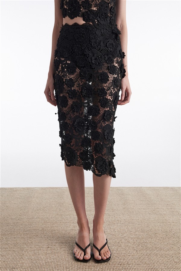 NR CHARLOTTE MIDI SKIRT BLACK