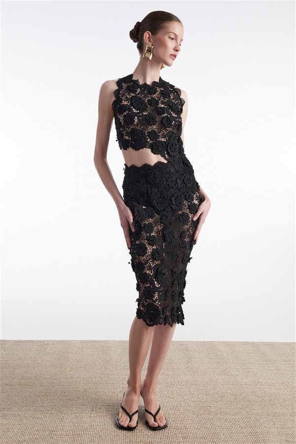 NR CHARLOTTE MIDI SKIRT BLACK
