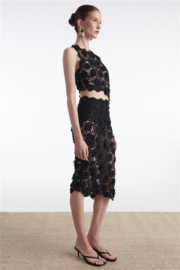 NR CHARLOTTE MIDI SKIRT BLACK
