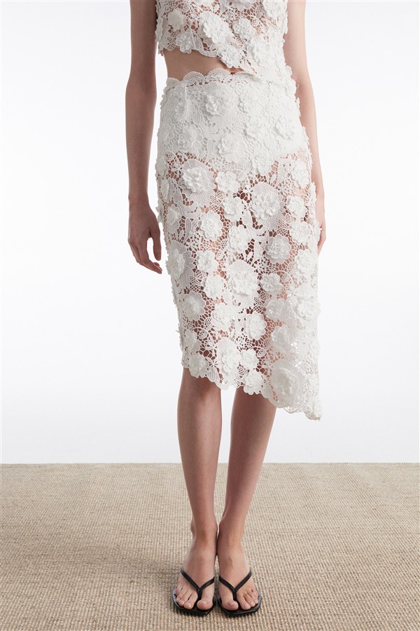 NR CHARLOTTE MIDI SKIRT WHITE