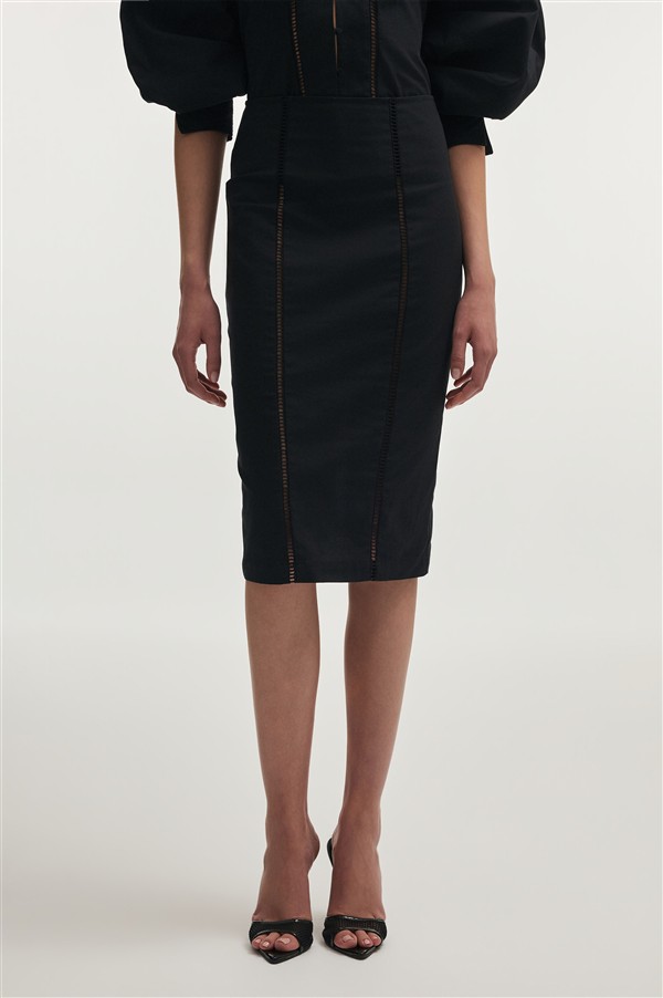 NR DAMA MIDI SKIRT BLACK