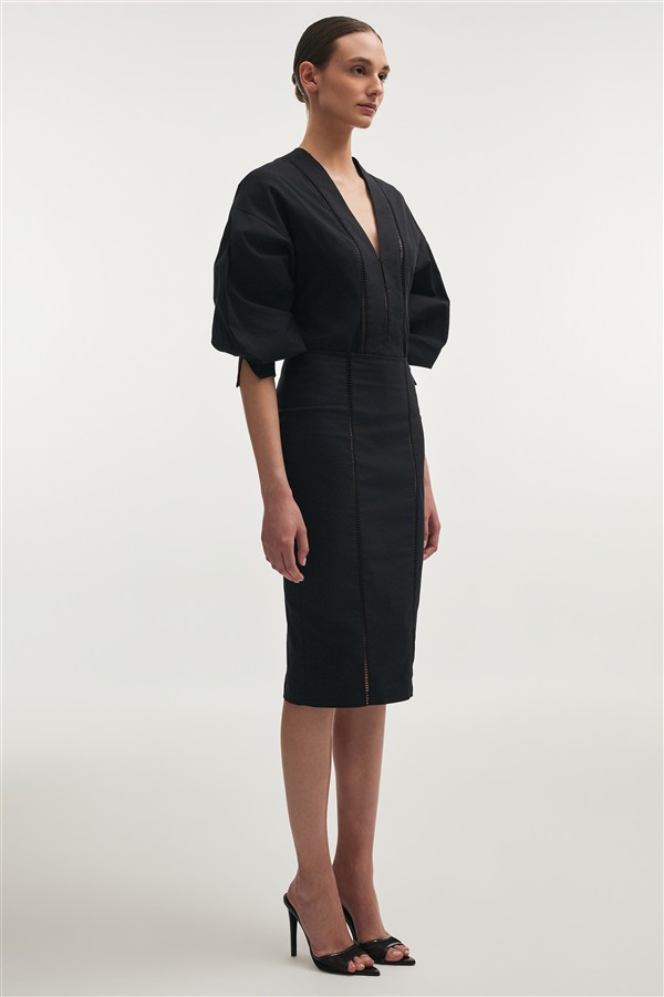 NR DAMA MIDI SKIRT BLACK