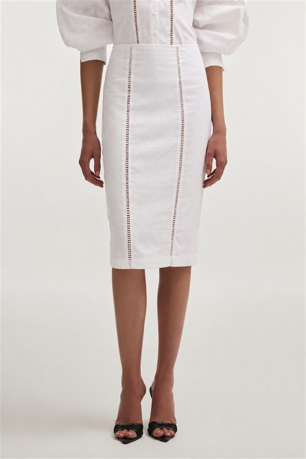 NR DAMA MIDI SKIRT WHITE
