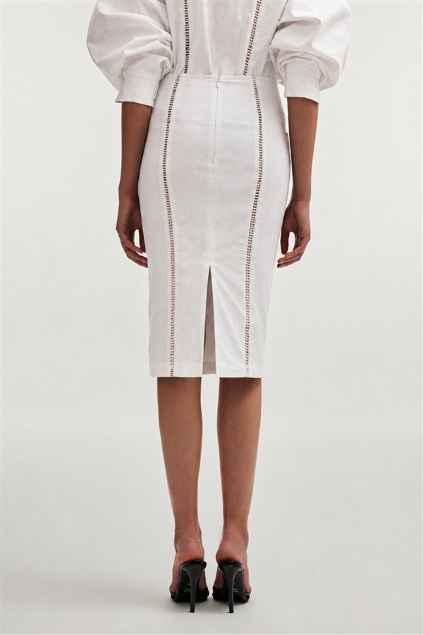 NR DAMA MIDI SKIRT WHITE