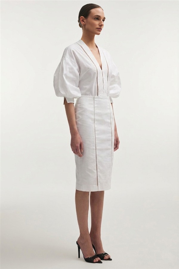 NR DAMA MIDI SKIRT WHITE