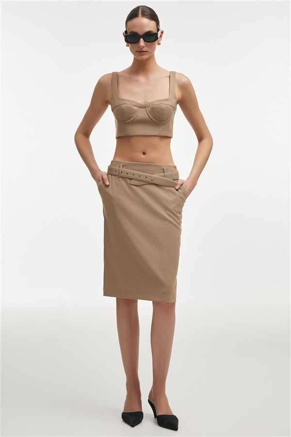 NR ERA MIDI SKIRT BEIGE
