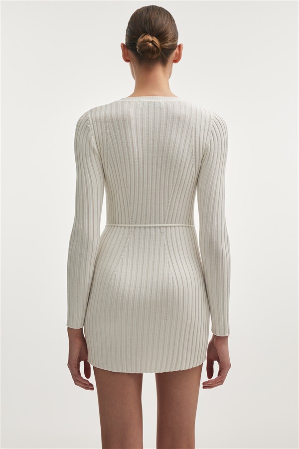 NR FEMME KNITTED MINI DRESS WHITE