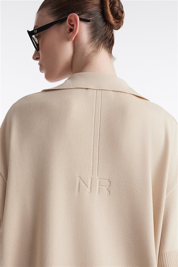 NR FINE LINE KNITTED POLO SHIRT M/W BEIGE