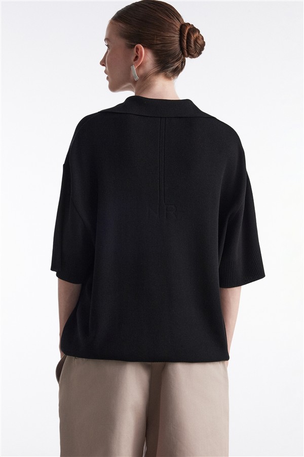 NR FINE LINE KNITTED POLO SHIRT M/W BLACK