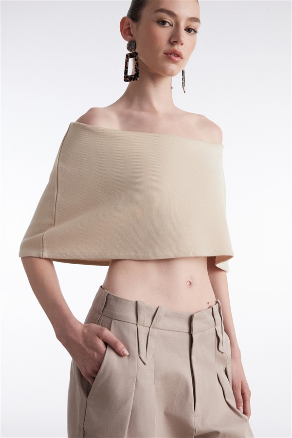 NR FINE LINE KNITTED TOP BEIGE