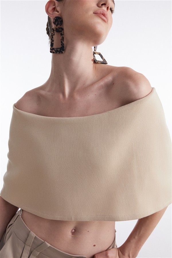NR FINE LINE KNITTED TOP BEIGE