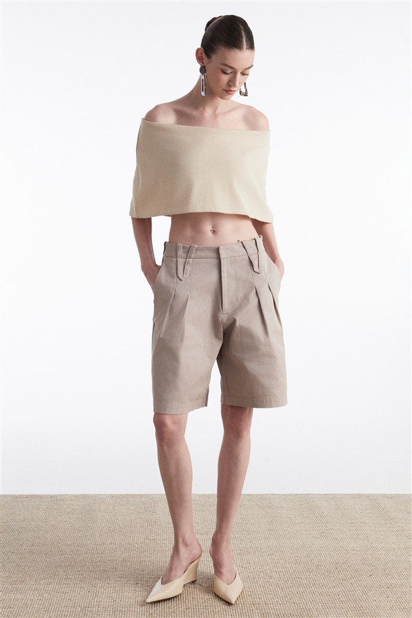 NR FINE LINE KNITTED TOP BEIGE