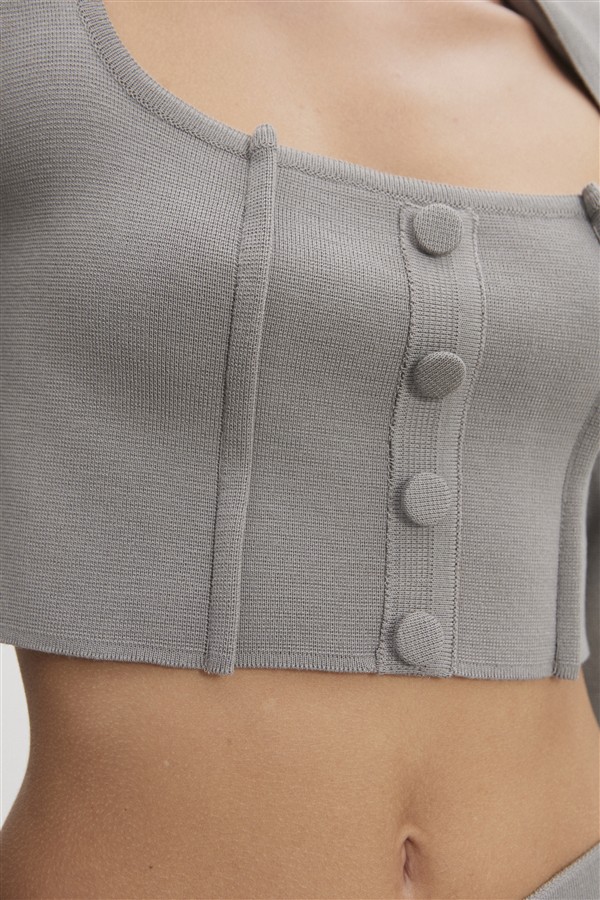 NR HEAVEN KNITTED CARDIGAN TOP GREY