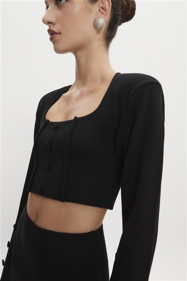NR HEAVEN KNITTED CARDIGAN TOP BLACK
