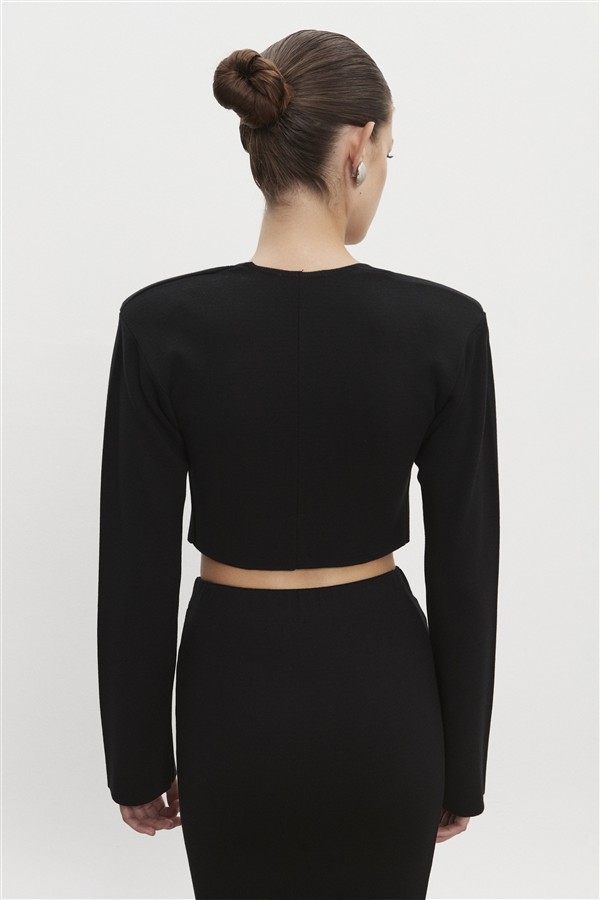 NR HEAVEN KNITTED CARDIGAN TOP BLACK