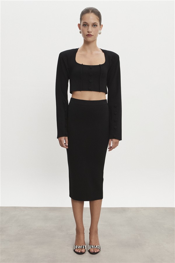 NR HEAVEN KNITTED CARDIGAN TOP BLACK