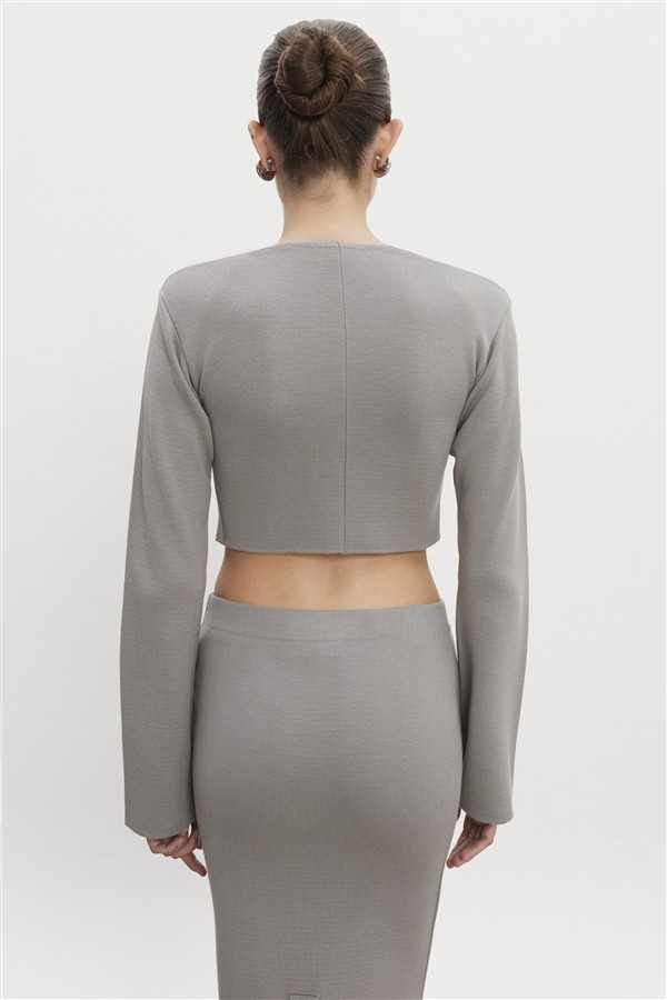 NR HEAVEN KNITTED CARDIGAN TOP GREY