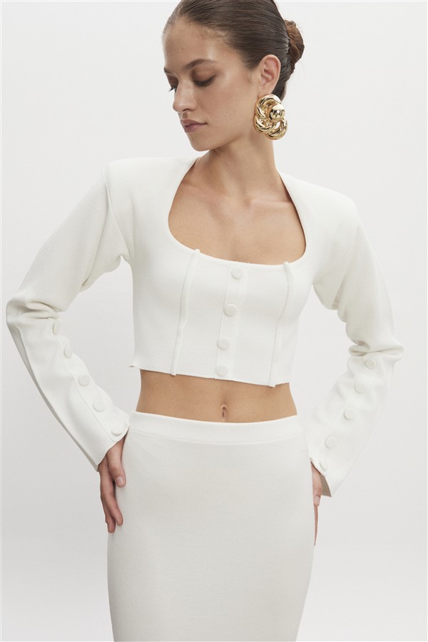 NR HEAVEN KNITTED CARDIGAN TOP OFF WHITE