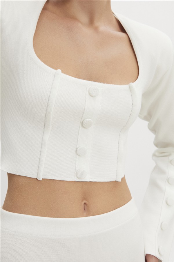 NR HEAVEN KNITTED CARDIGAN TOP OFF WHITE