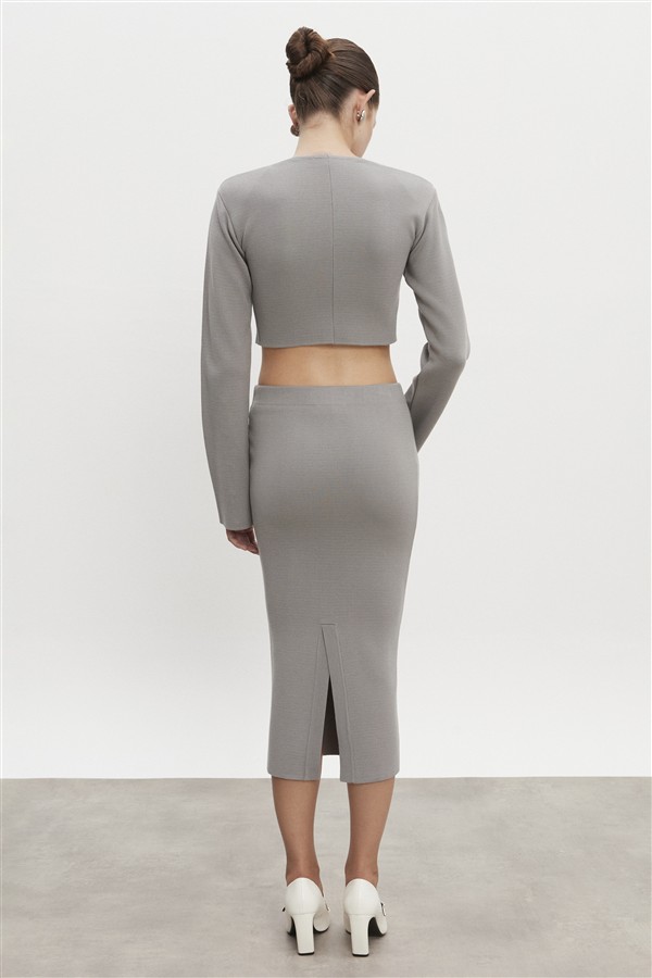 NR HEAVEN KNITTED MIDI SKIRT GREY