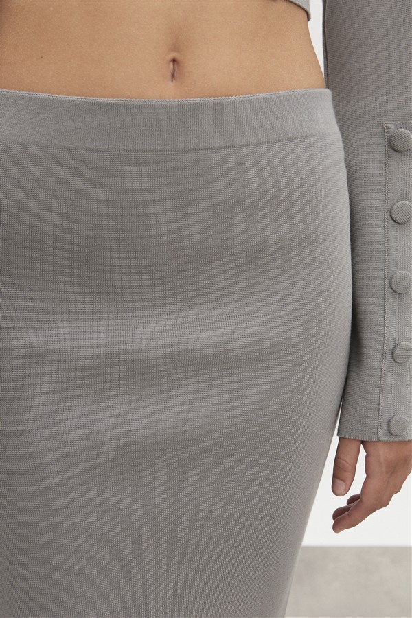 NR HEAVEN KNITTED MIDI SKIRT GREY