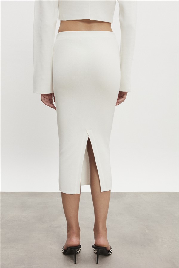 NR HEAVEN KNITTED MIDI SKIRT OFF WHITE