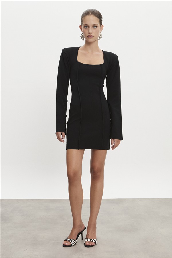 NR HEAVEN KNITTED MINI DRESS BLACK