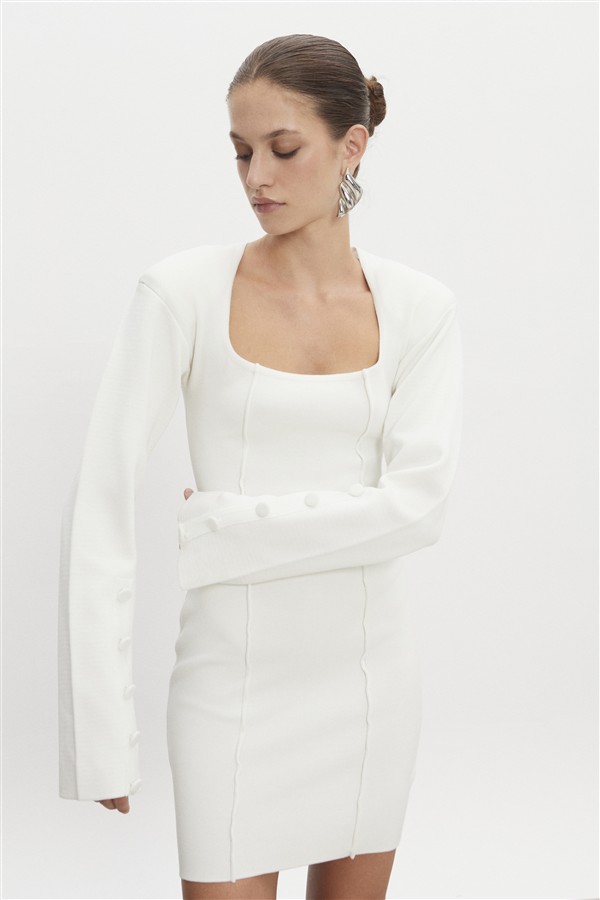 NR HEAVEN KNITTED MINI DRESS OFF WHITE