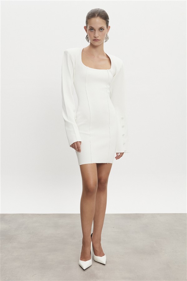 NR HEAVEN KNITTED MINI DRESS OFF WHITE