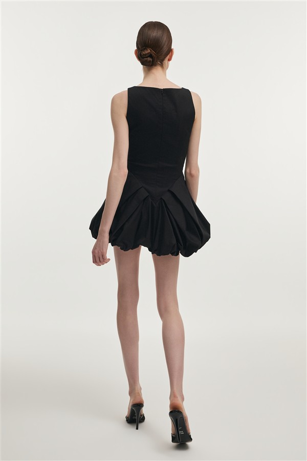 NR HIBISCUS BUBBLE MINI DRESS BLACK