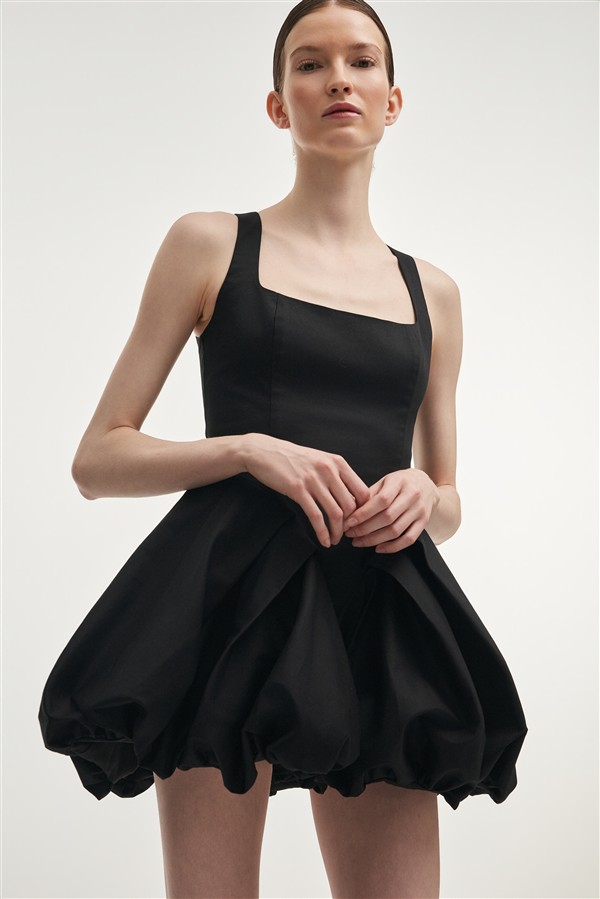 NR HIBISCUS BUBBLE MINI DRESS BLACK