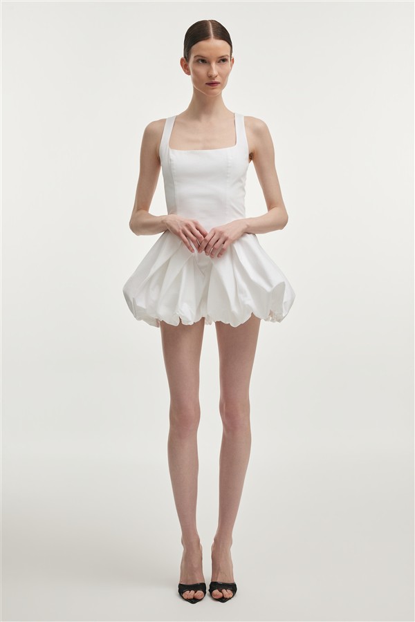 NR HIBISCUS BUBBLE MINI DRESS WHITE