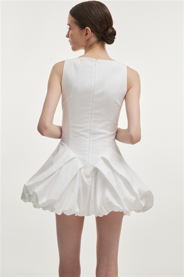 NR HIBISCUS BUBBLE MINI DRESS WHITE
